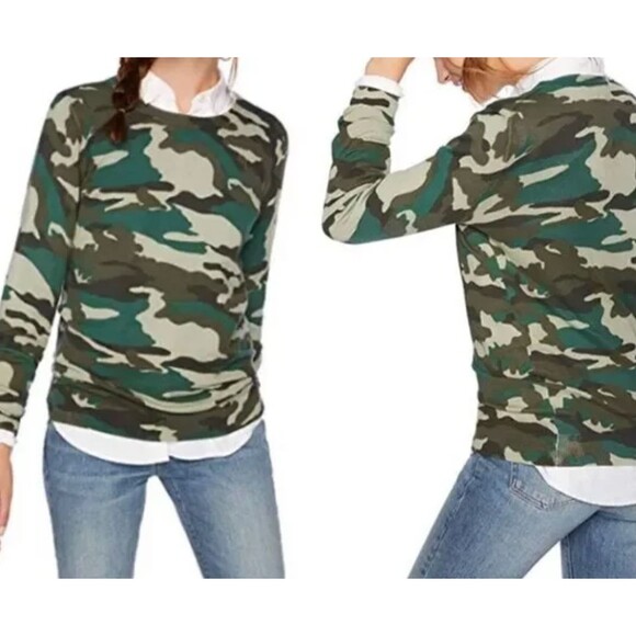 J.Crew Women’s 100% Merino Wool Crew Neck Sweater In Green/Brown Camo Size: XL - Picture 6 of 6